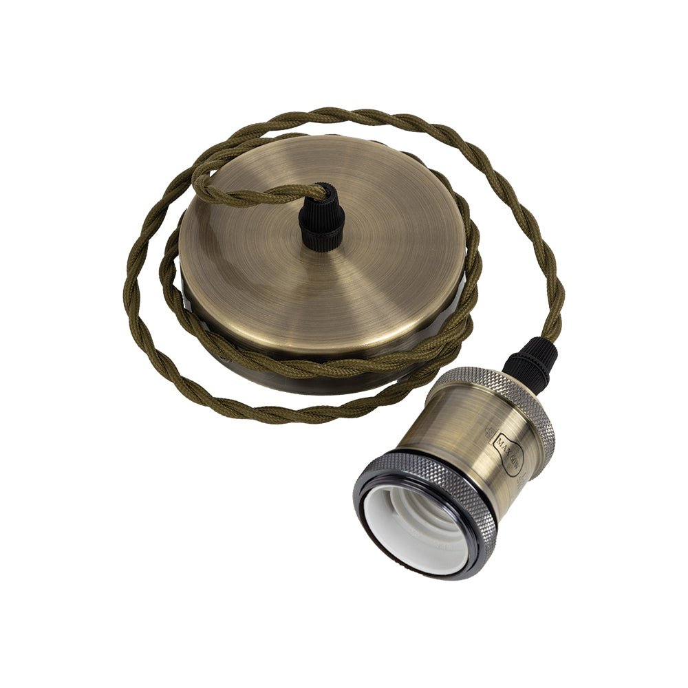 Oaks Lighting - Oaks Single Pendant Set with Twisted Braided Cable and Metal Parts, 1x E27 - Luminosity Designs Ltd