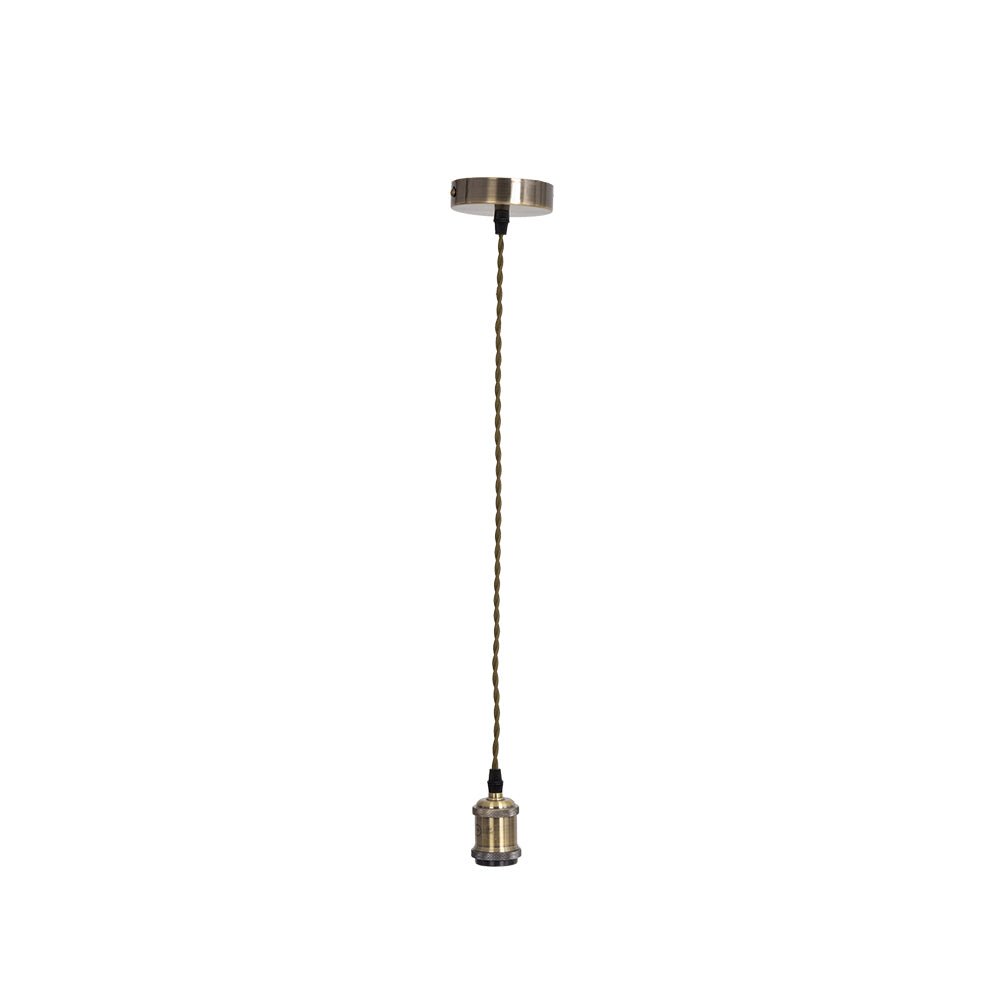 Oaks Lighting - Oaks Single Pendant Set with Twisted Braided Cable and Metal Parts, 1x E27 - Luminosity Designs Ltd