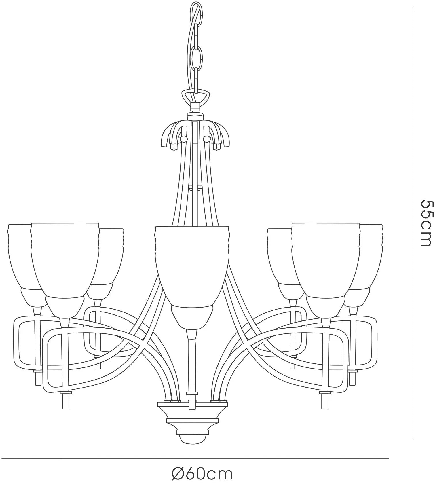 Diyas - Ortona Rustoc Pendant, 8 Light E14, Russet Brown/Opal Glass (Diyas IL10142) - Luminosity Designs Ltd