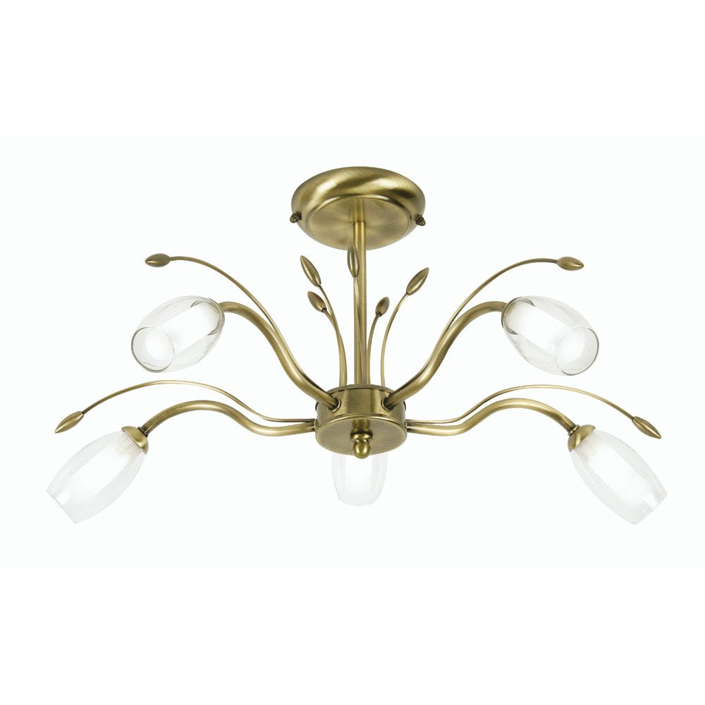 Oaks Lighting - Pandora Semi Flush Traditional Ceiling Light, 5x G9 (Oaks 1203/5) - Luminosity Designs Ltd