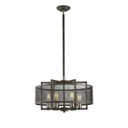 Diyas - Parker Industrial Pendant 6, Light E27 Weathered Zinc/Brushed Nickel (Diyas IL31692) - Luminosity Designs Ltd