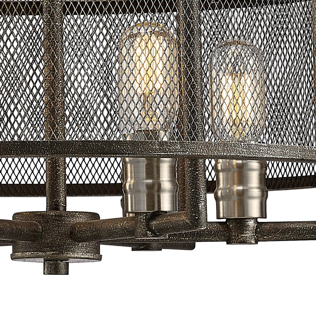 Diyas - Parker Industrial Pendant 6, Light E27 Weathered Zinc/Brushed Nickel (Diyas IL31692) - Luminosity Designs Ltd