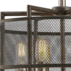 Diyas - Parker Industrial Pendant 6, Light E27 Weathered Zinc/Brushed Nickel (Diyas IL31692) - Luminosity Designs Ltd