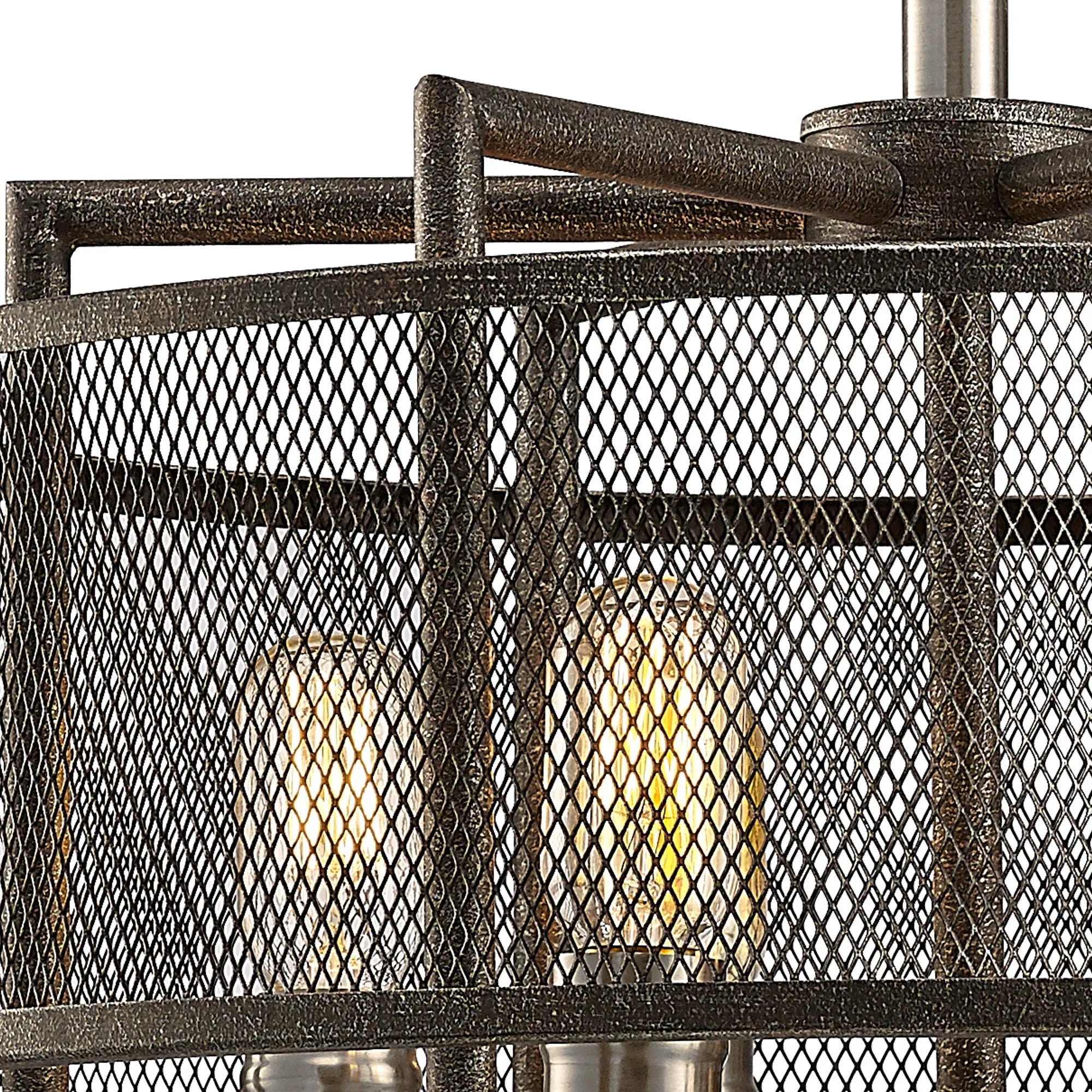 Diyas - Parker Industrial Pendant 6, Light E27 Weathered Zinc/Brushed Nickel (Diyas IL31692) - Luminosity Designs Ltd