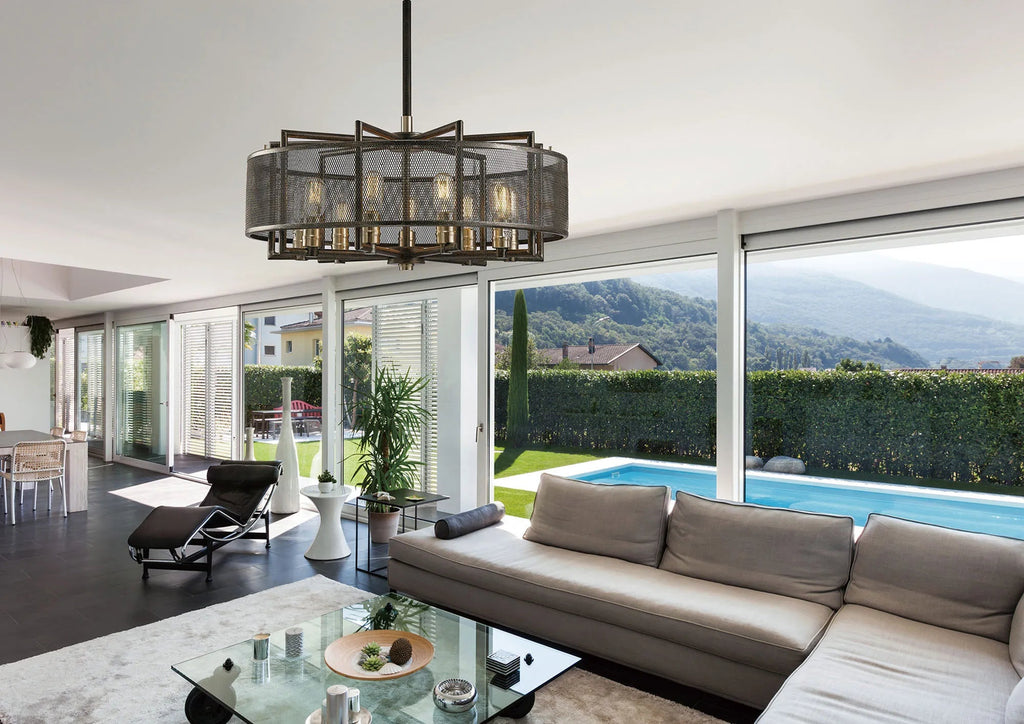 Diyas - Parker Industrial Pendant 6, Light E27 Weathered Zinc/Brushed Nickel (Diyas IL31692) - Luminosity Designs Ltd