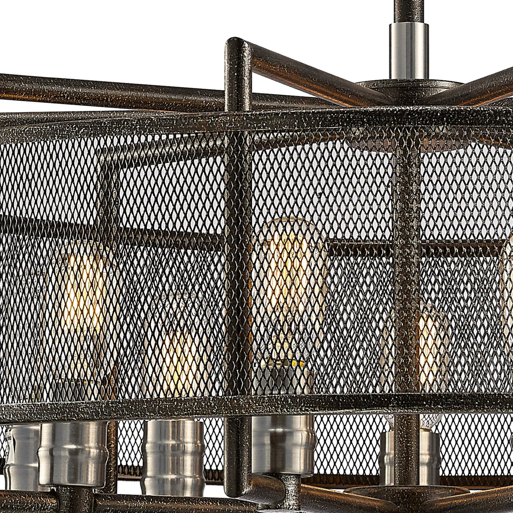 Diyas - Parker Industrial Pendant, 9 Light E27, Weathered Zinc/Brushed Nickel (Diyas IL31693) - Luminosity Designs Ltd