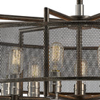 Diyas - Parker Industrial Pendant, 9 Light E27, Weathered Zinc/Brushed Nickel (Diyas IL31693) - Luminosity Designs Ltd