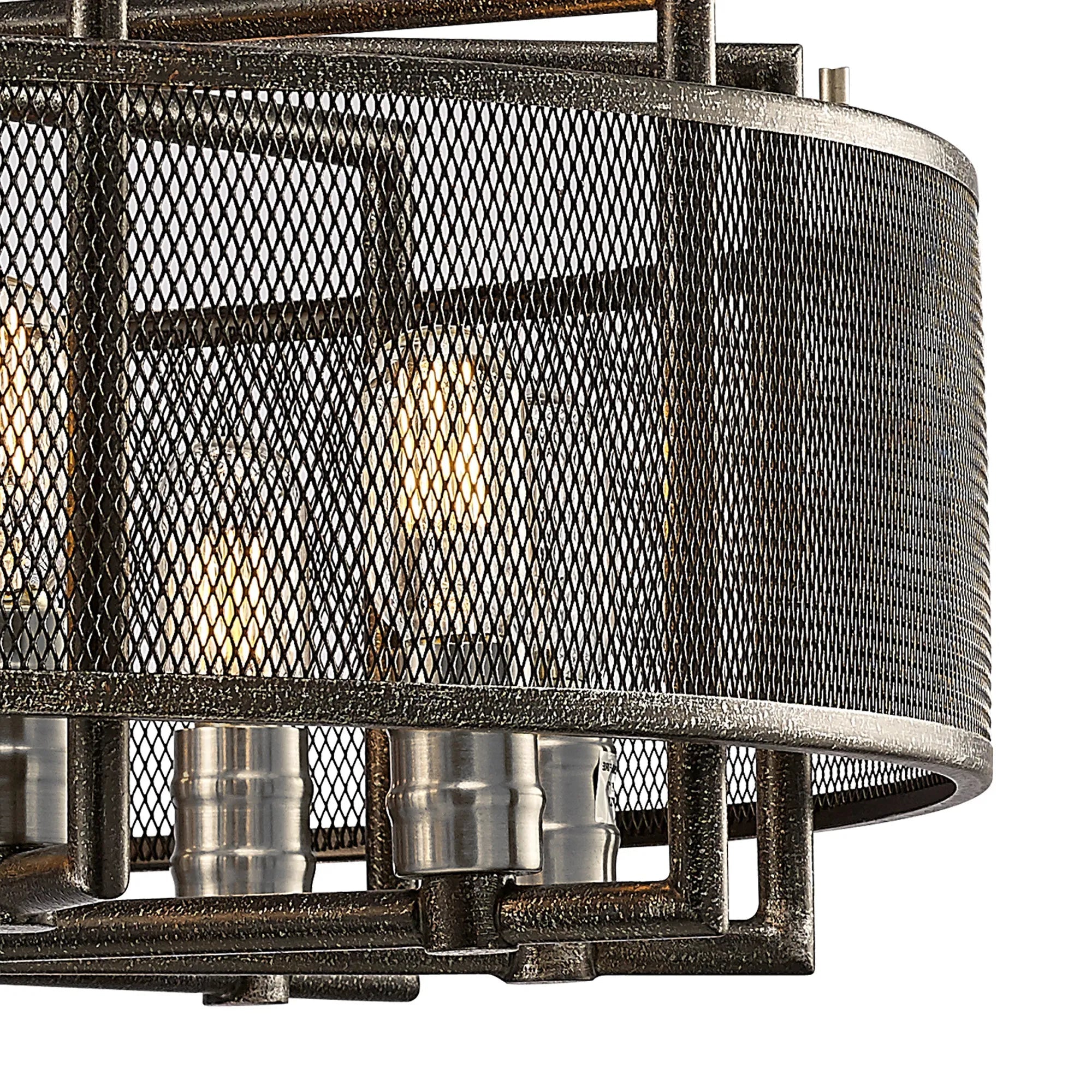 Diyas - Parker Industrial Pendant, 9 Light E27, Weathered Zinc/Brushed Nickel (Diyas IL31693) - Luminosity Designs Ltd
