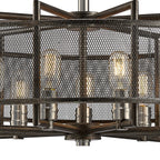 Diyas - Parker Industrial Pendant, 9 Light E27, Weathered Zinc/Brushed Nickel (Diyas IL31693) - Luminosity Designs Ltd