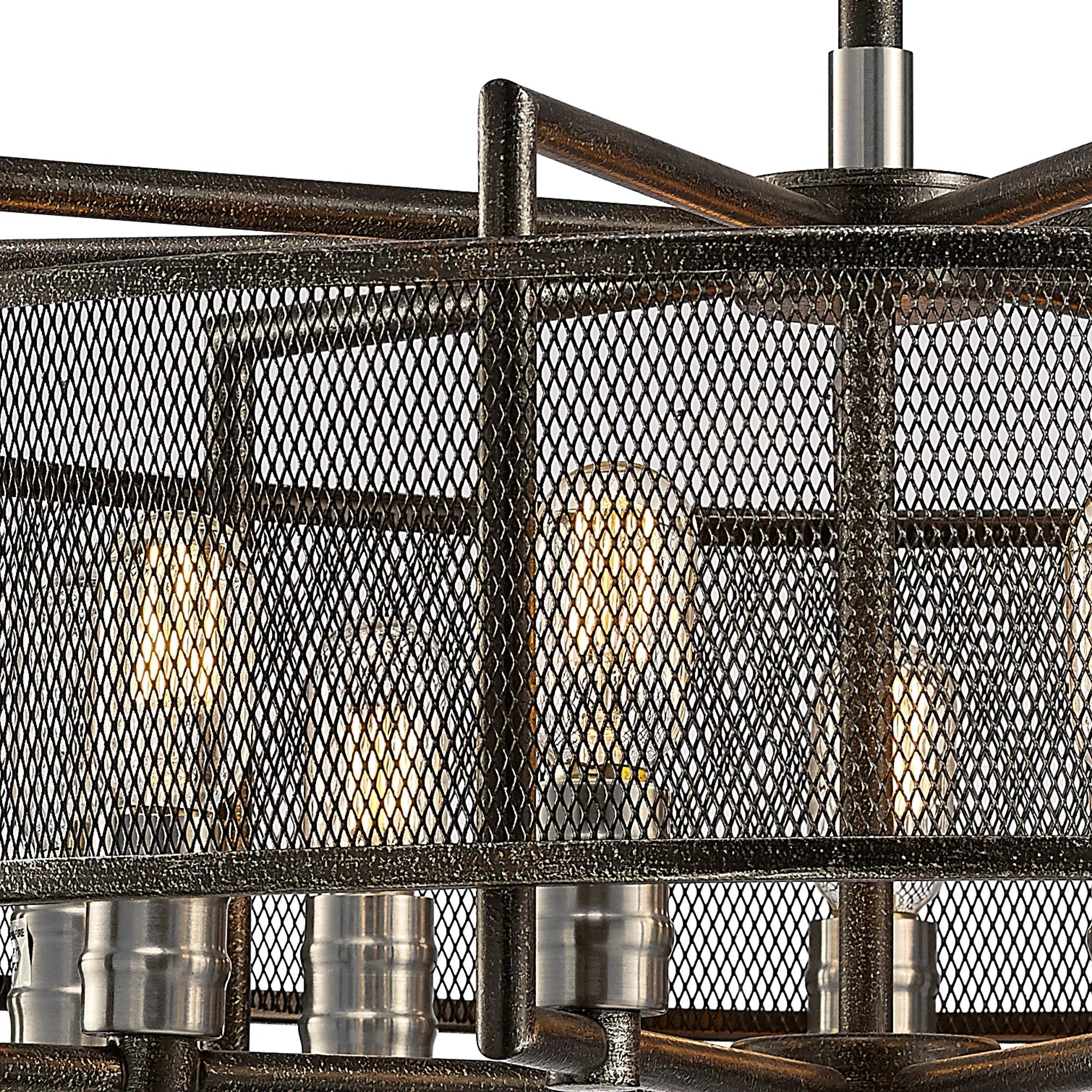 Diyas - Parker Industrial Pendant, 9 Light E27, Weathered Zinc/Brushed Nickel (Diyas IL31693) - Luminosity Designs Ltd