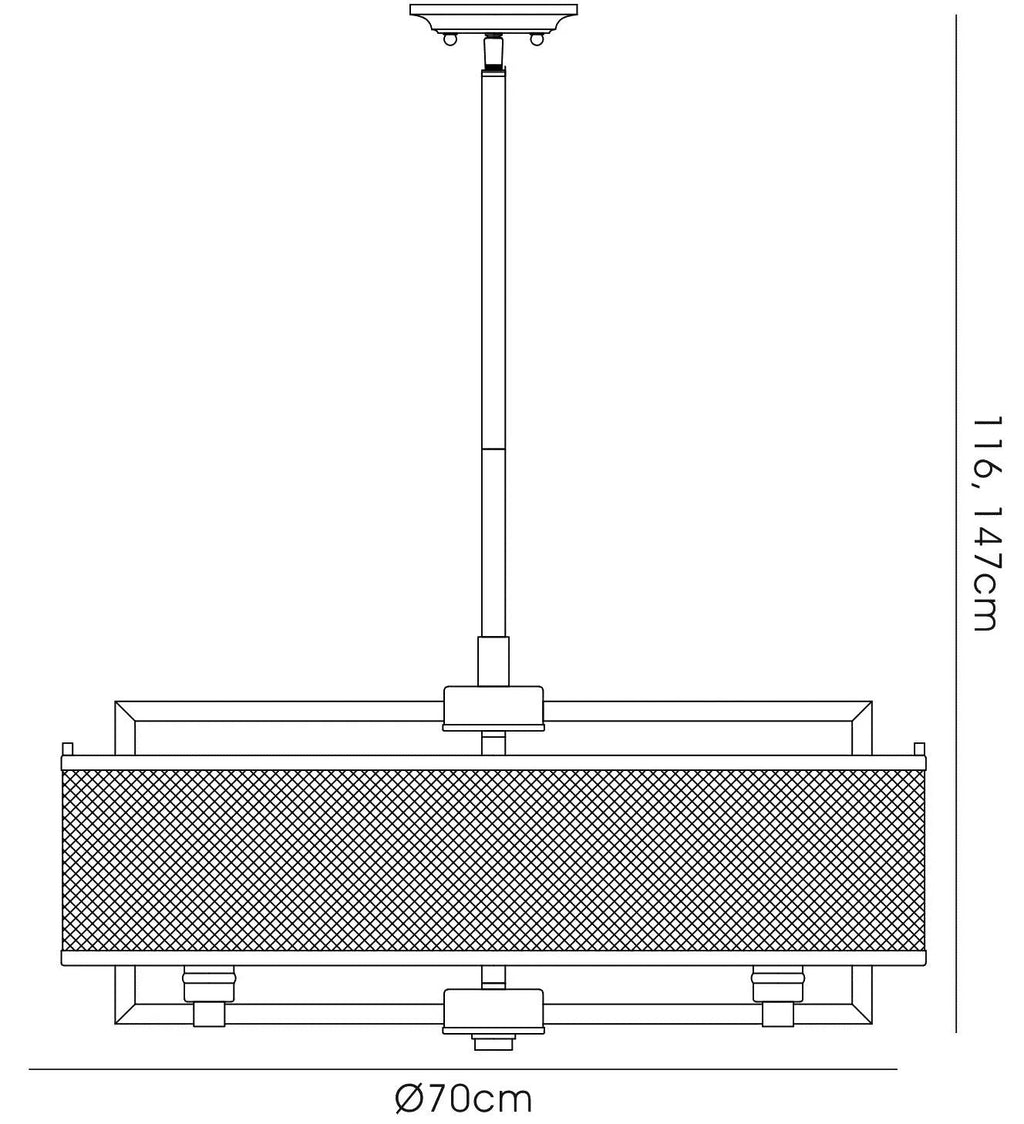 Diyas - Parker Industrial Pendant, 9 Light E27, Weathered Zinc/Brushed Nickel (Diyas IL31693) - Luminosity Designs Ltd