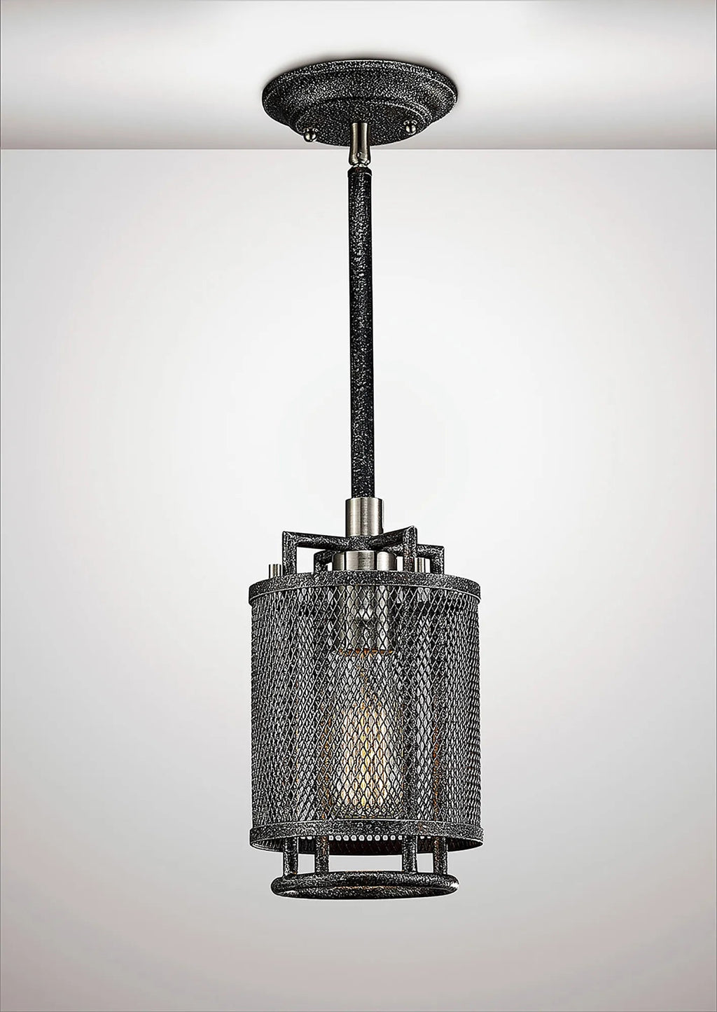 Diyas - Parker Pendant 1 Light E27 Weathered Zinc/Brushed Nickel - Luminosity Designs Ltd