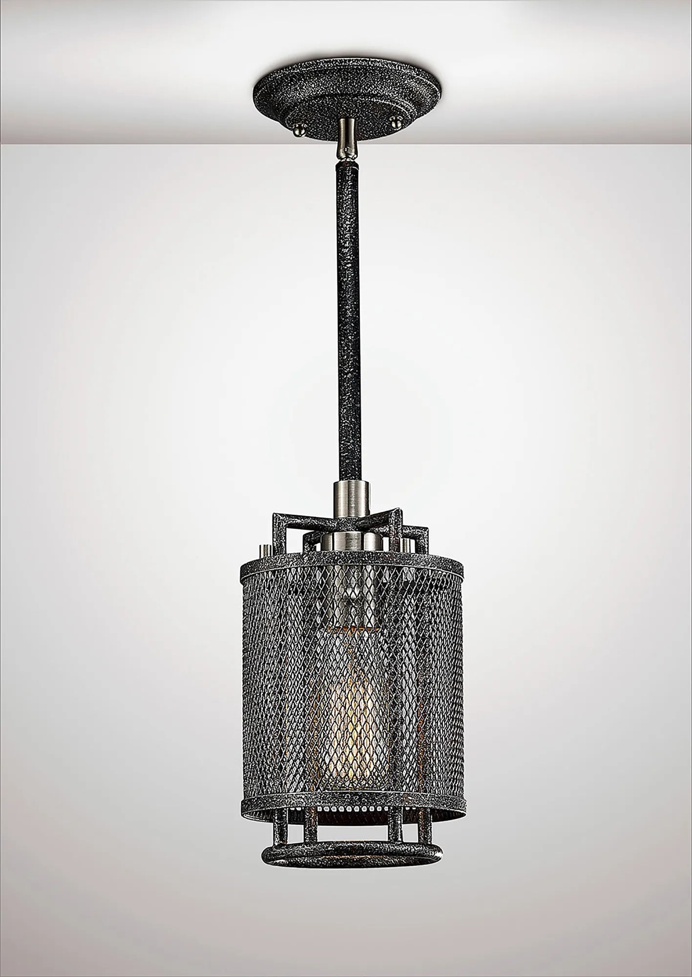 Diyas - Parker Pendant 1 Light E27 Weathered Zinc/Brushed Nickel - Luminosity Designs Ltd