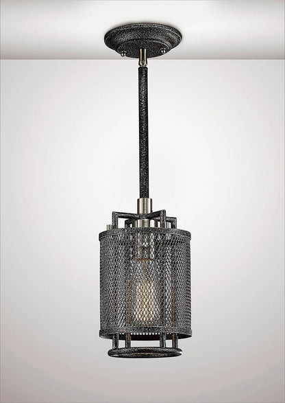 Parker Pendant 1 Light E27 Weathered Zinc/Brushed Nickel