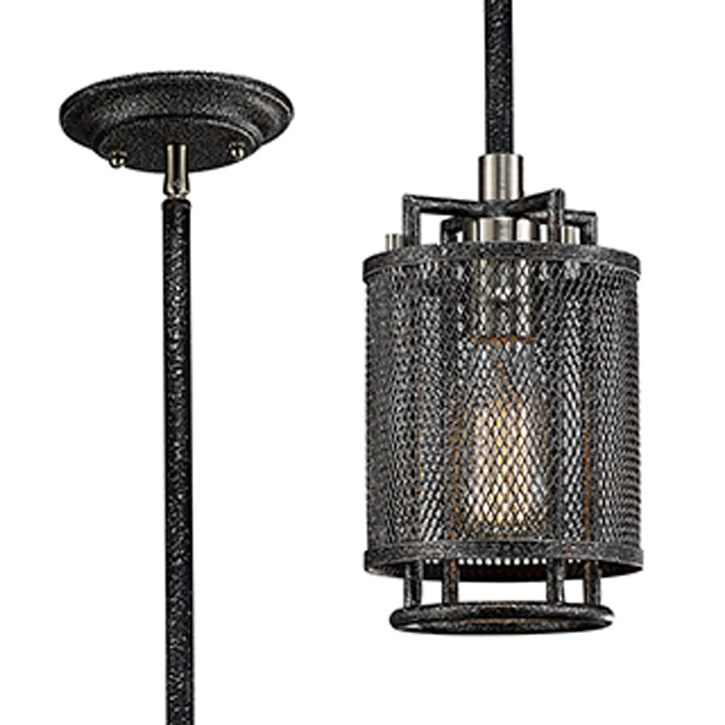 Parker Pendant 1 Light E27 Weathered Zinc/Brushed Nickel