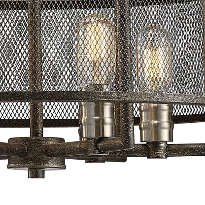 Parker Industrial Pendant 6, Light E27 Weathered Zinc/Brushed Nickel (Diyas IL31692)