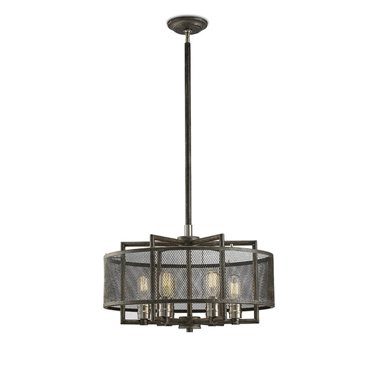 Parker Industrial Pendant 6, Light E27 Weathered Zinc/Brushed Nickel (Diyas IL31692)