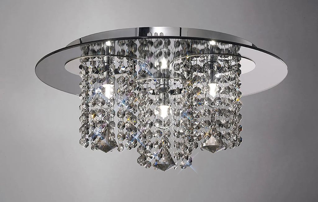 Diyas - Pegasus Ceiling 3 Light G9 Polished Mirror With Crystal - Luminosity Designs Ltd