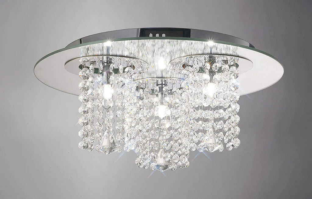 Diyas - Pegasus Ceiling 3 Light G9 Polished Mirror With Crystal - Luminosity Designs Ltd