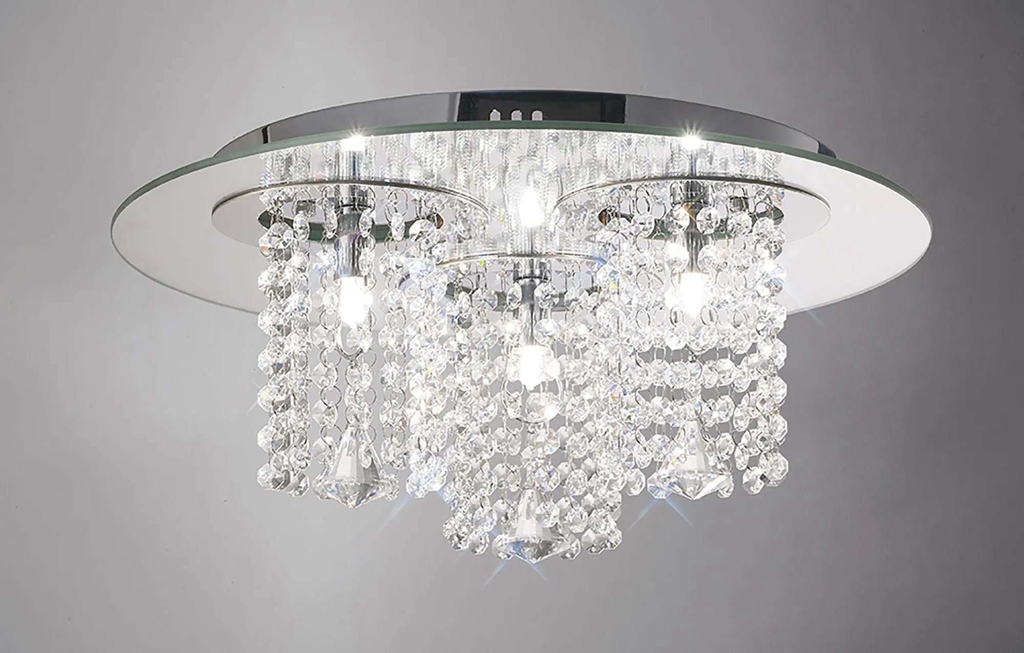 Diyas - Pegasus Ceiling 3 Light G9 Polished Mirror With Crystal - Luminosity Designs Ltd