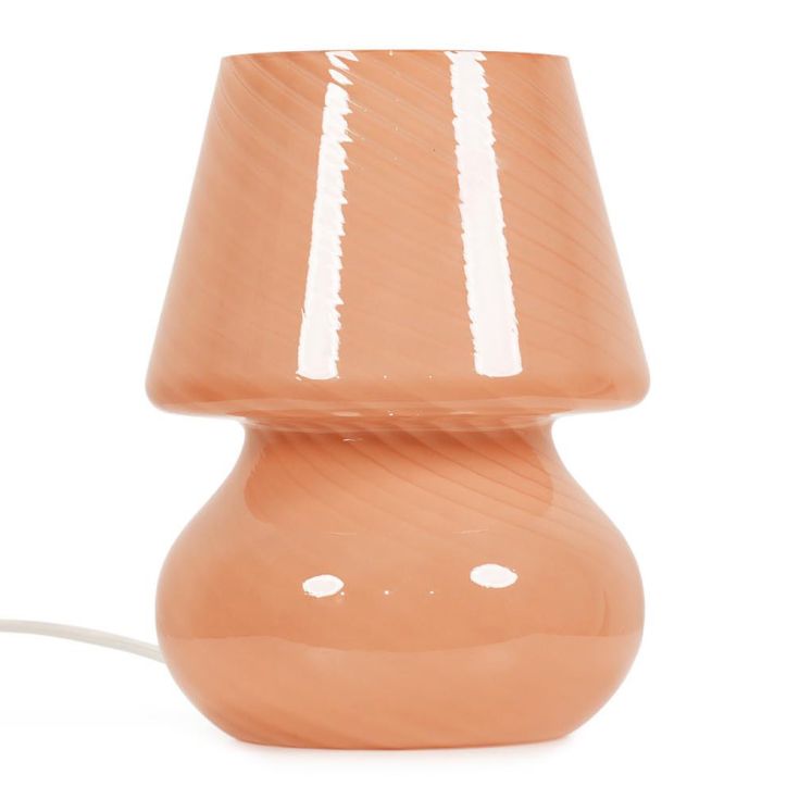 LSE - Pin Stripe Pink Retro Style Glass Table Lamp - Luminosity Designs Ltd