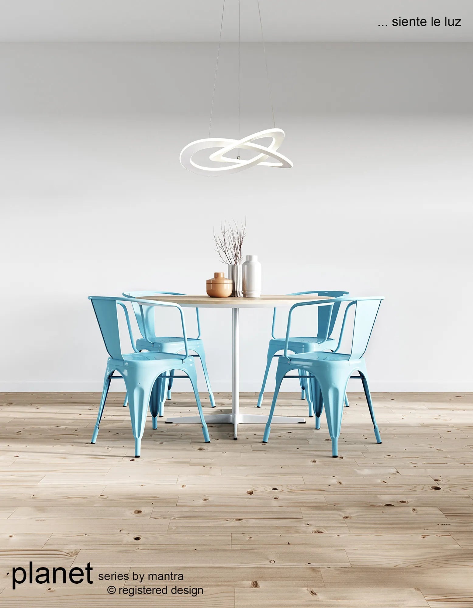 Luminosity Designs - Planet LED Neon 49cm Pendant, 40W LED, 3000K, 1800lm, White - Luminosity Designs Ltd