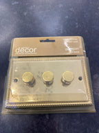 Trendiswitch - Polished Brass 3 gang Dimmer Switch with rope edge - Luminosity Designs Ltd