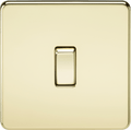 Knightsbridge - Polished Brass Flat Plate 10AX 1G 2 - way Light Switch - Luminosity Designs Ltd