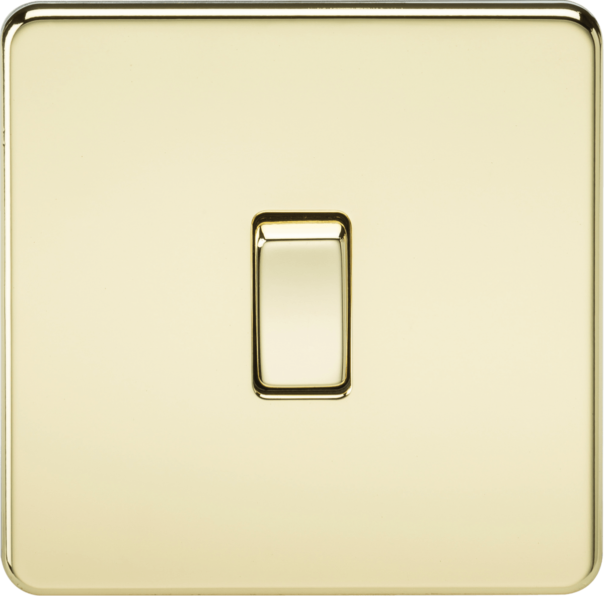 Knightsbridge - Polished Brass Flat Plate 10AX 1G 2 - way Light Switch - Luminosity Designs Ltd
