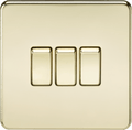 Knightsbridge - Polished Brass Flat Plate 10AX 3G 2 - way Light Switch - Luminosity Designs Ltd