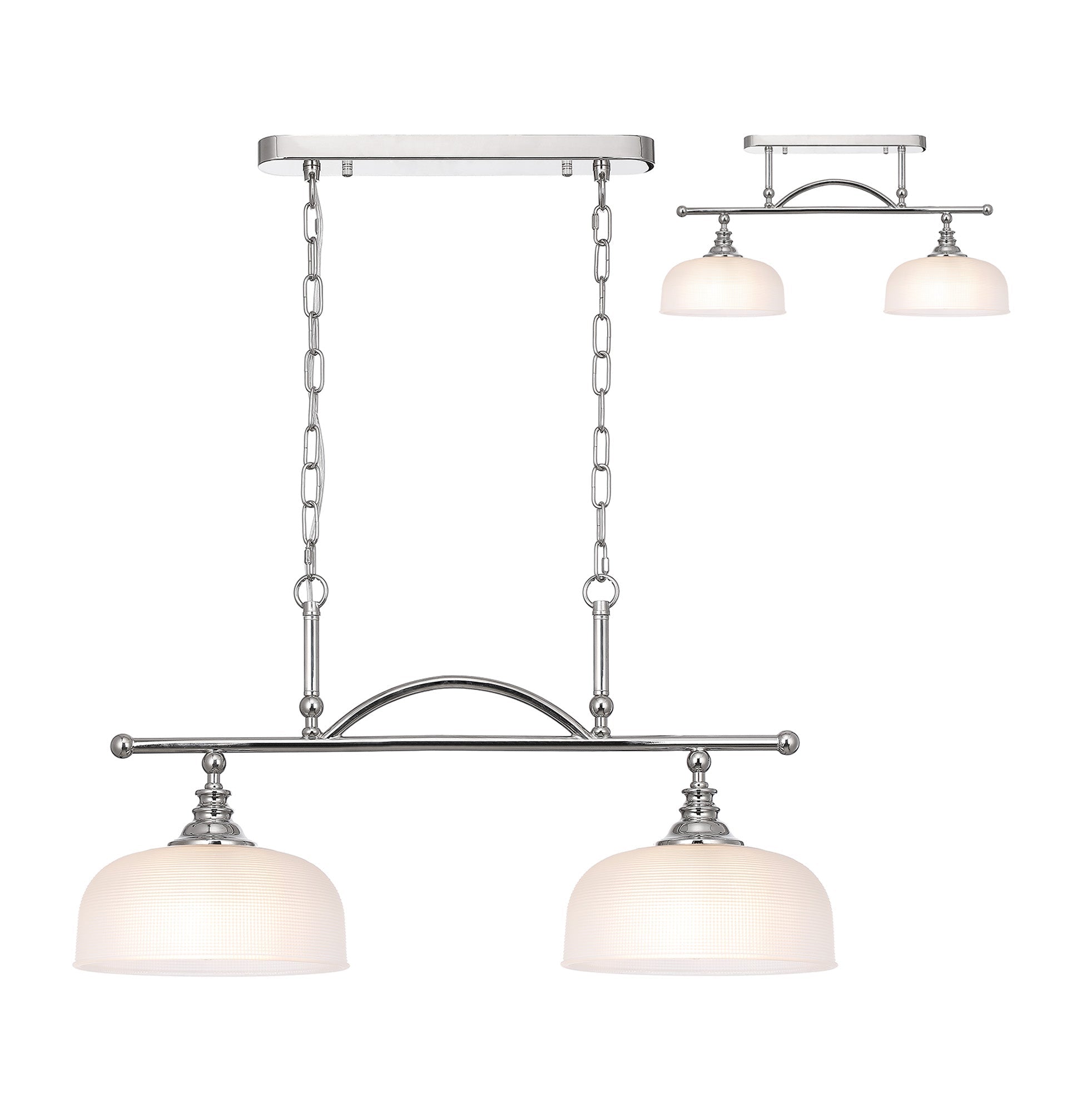 Luminosity Designs - Polished Nickel Sledmere 2 Light Bar (Converts to Semi Flush) 2x E27 - Luminosity Designs Ltd