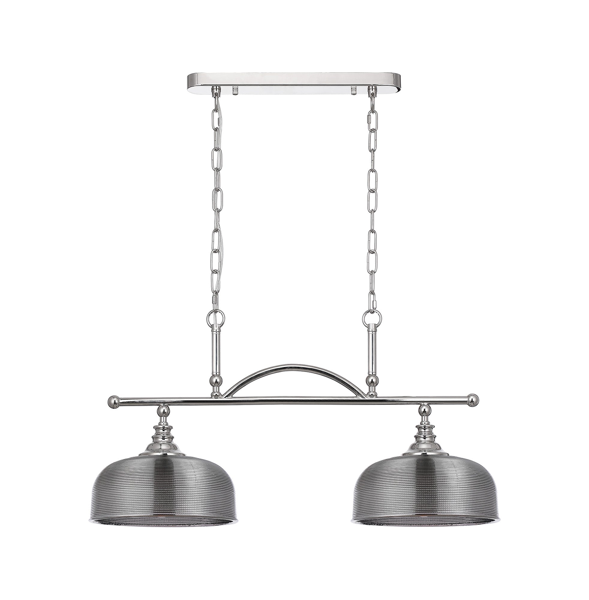 Luminosity Designs - Polished Nickel Sledmere 2 Light Bar (Converts to Semi Flush) 2x E27 - Luminosity Designs Ltd