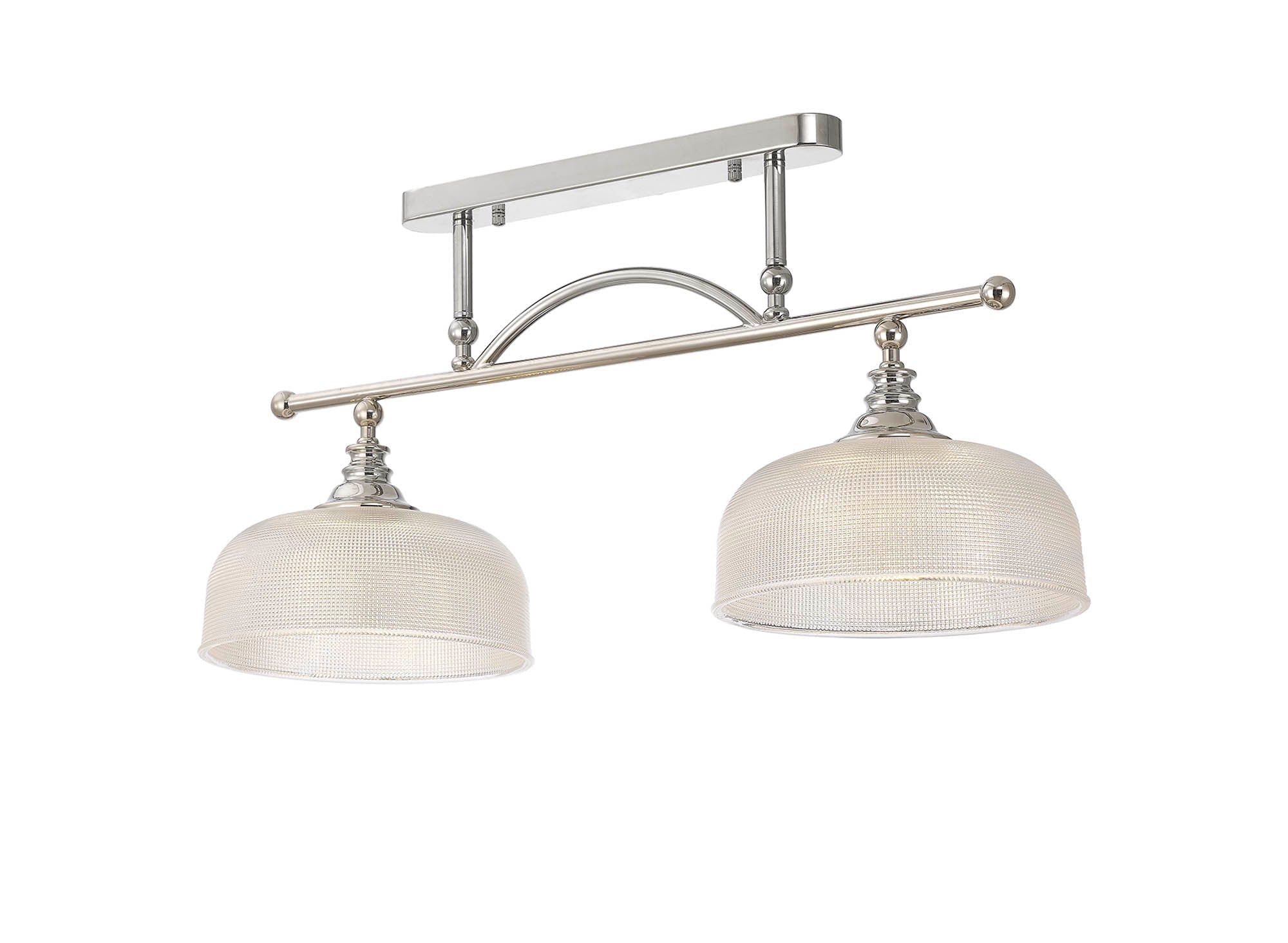 Luminosity Designs - Polished Nickel Sledmere 2 Light Bar (Converts to Semi Flush) 2x E27 - Luminosity Designs Ltd
