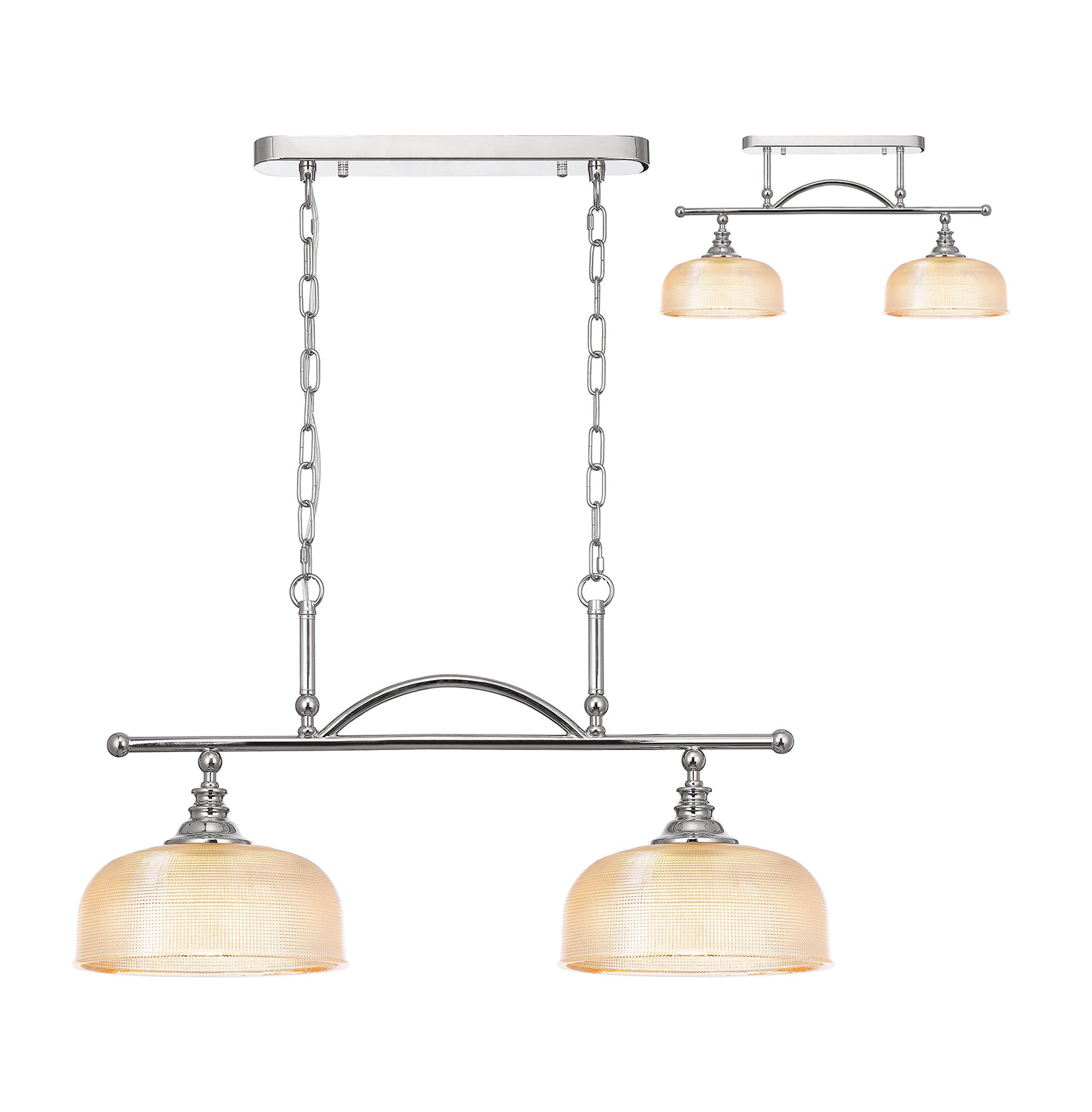 Luminosity Designs - Polished Nickel Sledmere 2 Light Bar (Converts to Semi Flush) 2x E27 - Luminosity Designs Ltd