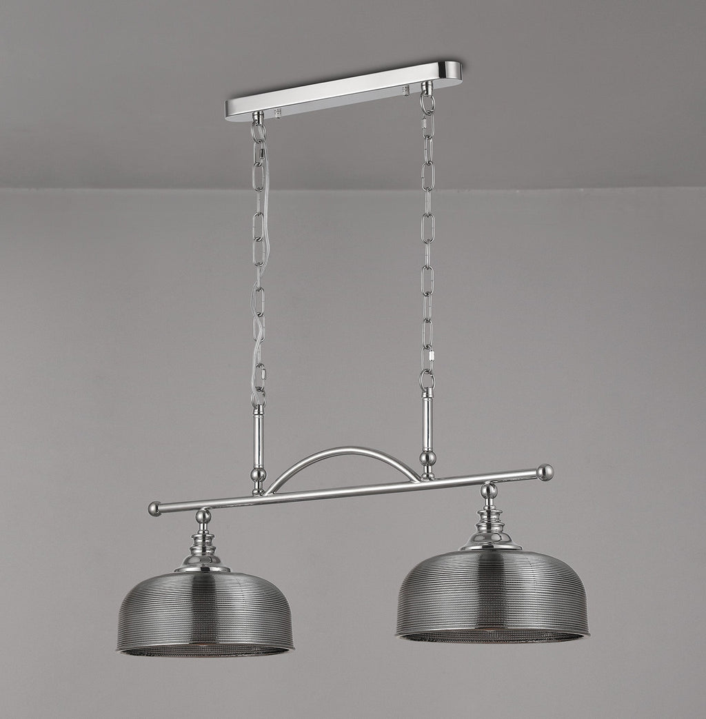 Luminosity Designs - Polished Nickel Sledmere 2 Light Bar (Converts to Semi Flush) 2x E27 - Luminosity Designs Ltd