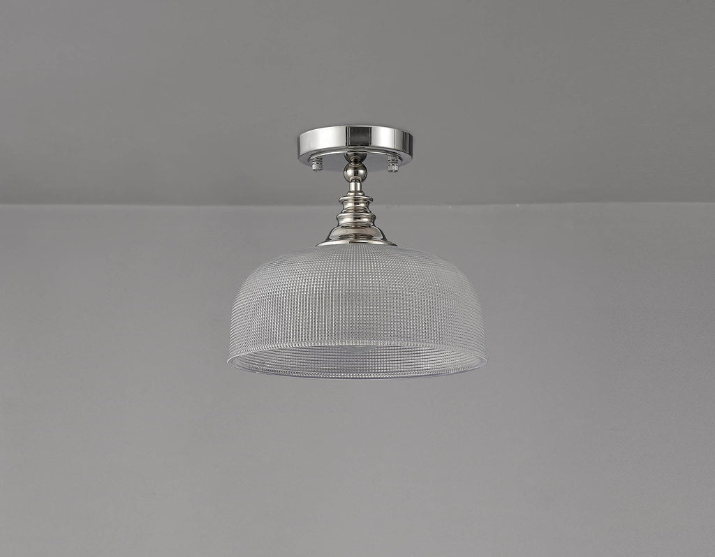 Luminosity Designs - Polished Nickel Sledmere 27cm Flush/Single Pendant, 1 Light Adjustable to Semi Flush, E27 - Luminosity Designs Ltd