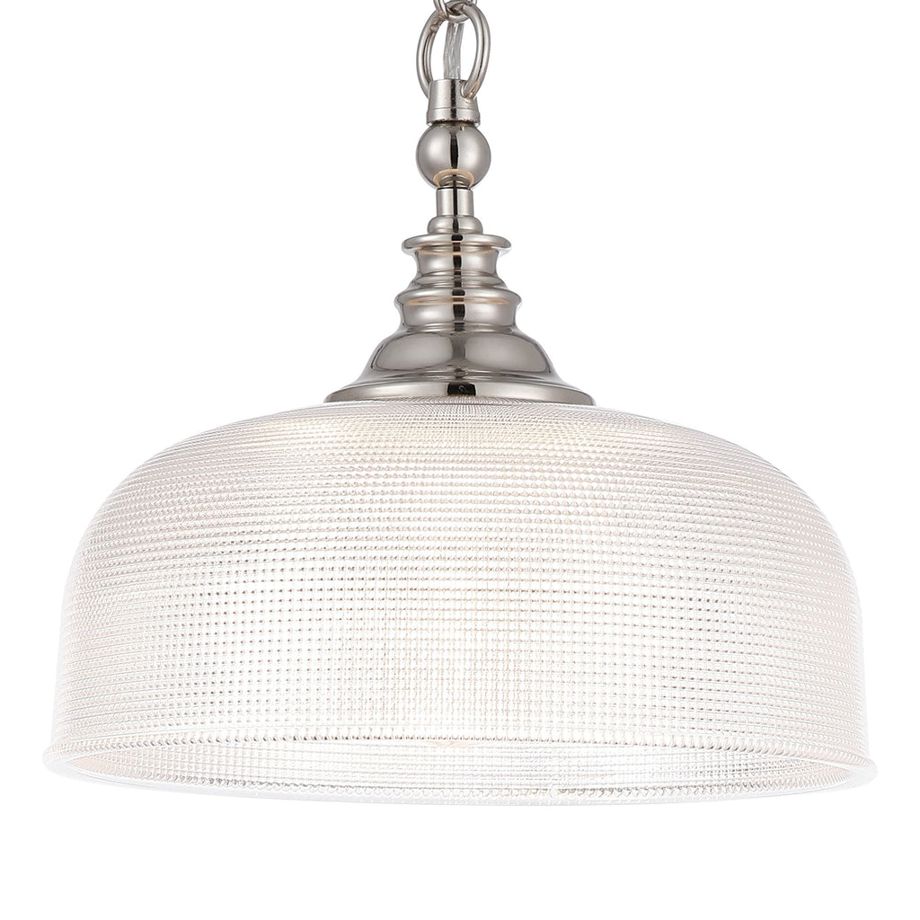 Luminosity Designs - Polished Nickel Sledmere 27cm Flush/Single Pendant, 1 Light Adjustable to Semi Flush, E27 - Luminosity Designs Ltd