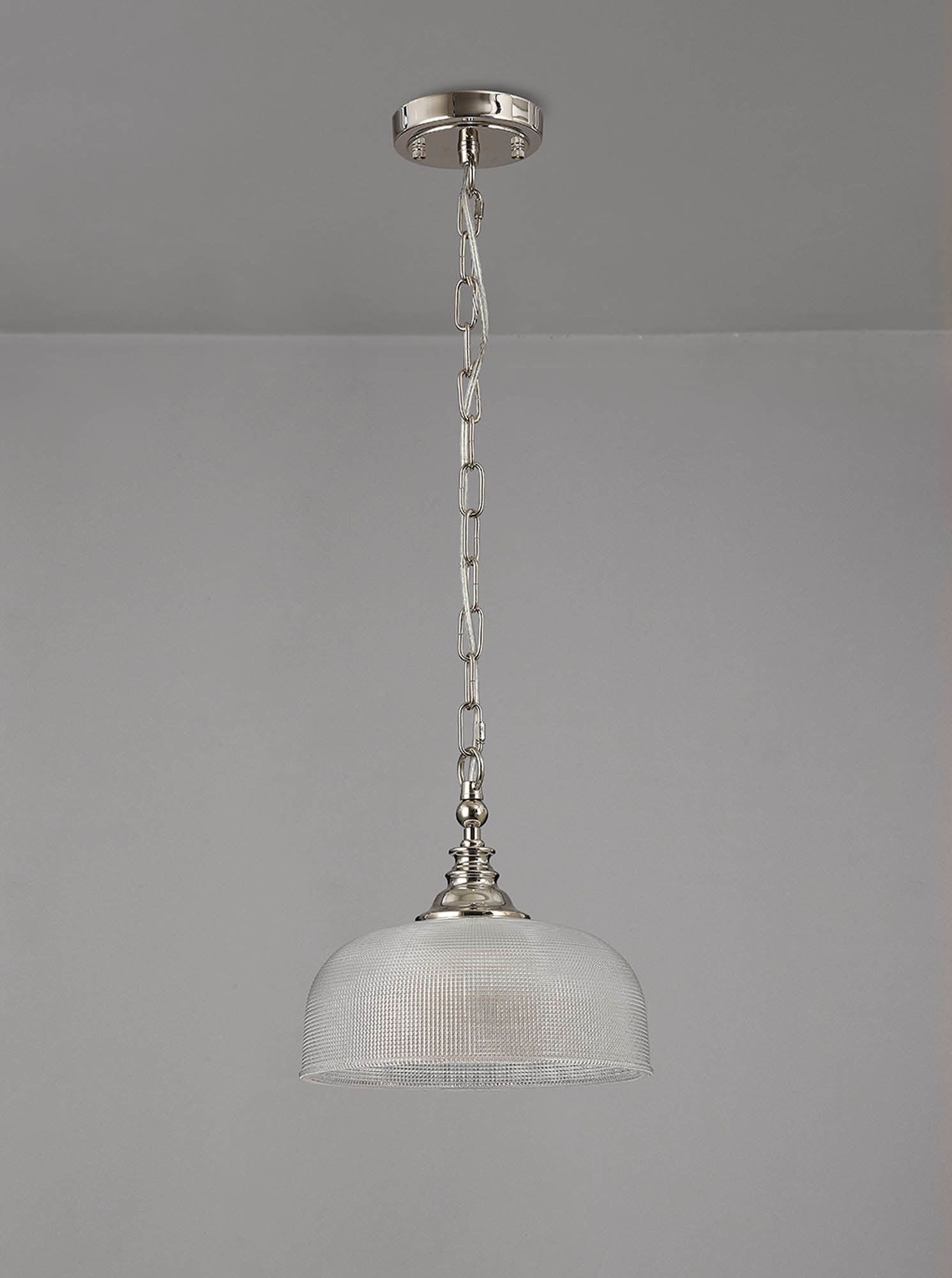 Luminosity Designs - Polished Nickel Sledmere 27cm Flush/Single Pendant, 1 Light Adjustable to Semi Flush, E27 - Luminosity Designs Ltd