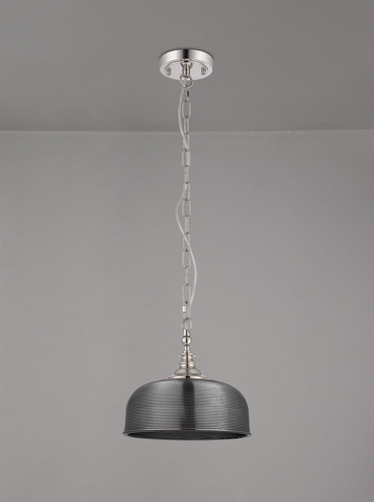Luminosity Designs - Polished Nickel Sledmere 27cm Flush/Single Pendant, 1 Light Adjustable to Semi Flush, E27 - Luminosity Designs Ltd