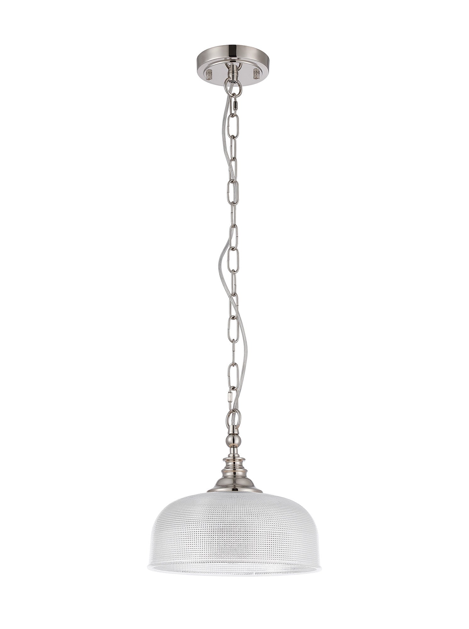 Luminosity Designs - Polished Nickel Sledmere 27cm Flush/Single Pendant, 1 Light Adjustable to Semi Flush, E27 - Luminosity Designs Ltd