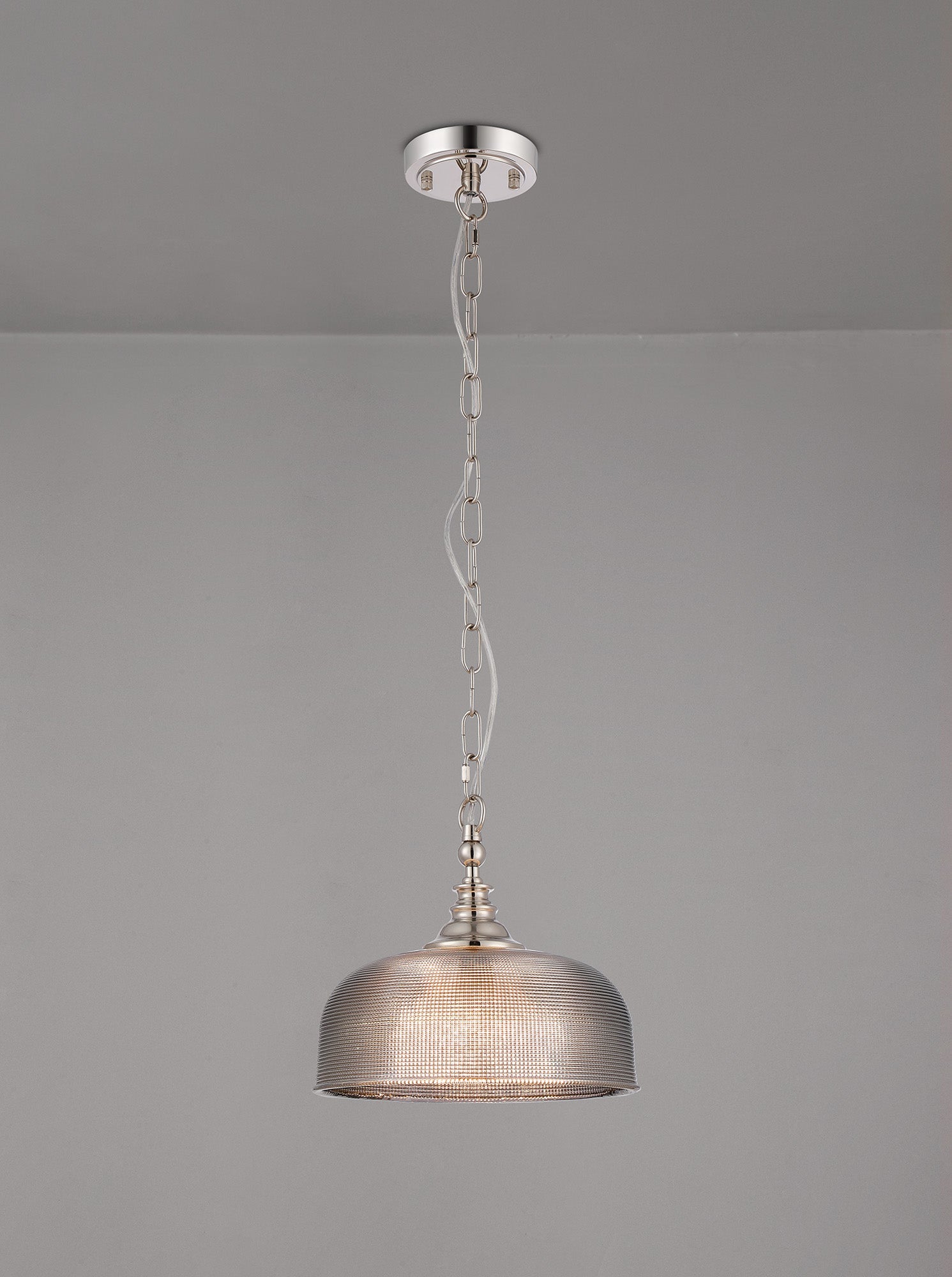 Luminosity Designs - Polished Nickel Sledmere 27cm Flush/Single Pendant, 1 Light Adjustable to Semi Flush, E27 - Luminosity Designs Ltd