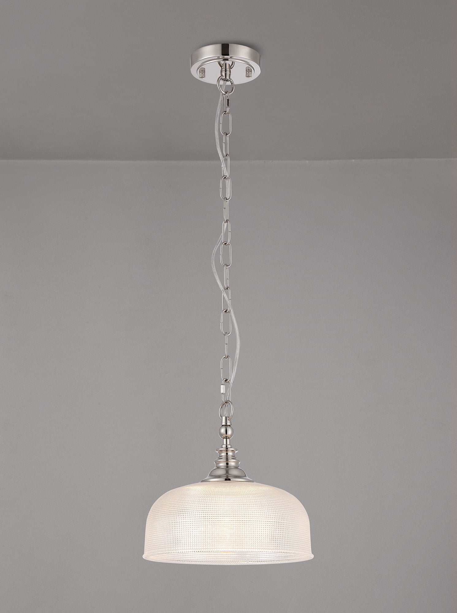 Luminosity Designs - Polished Nickel Sledmere 27cm Flush/Single Pendant, 1 Light Adjustable to Semi Flush, E27 - Luminosity Designs Ltd