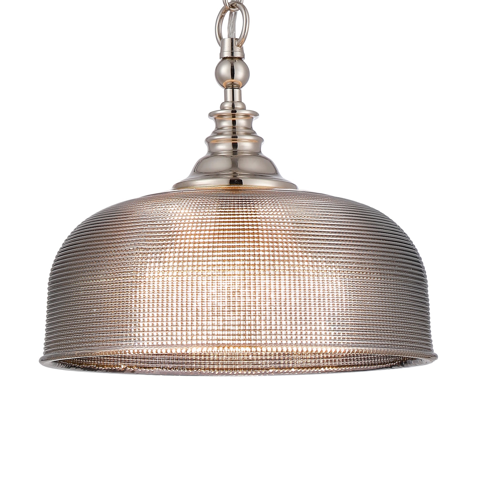 Luminosity Designs - Polished Nickel Sledmere 27cm Flush/Single Pendant, 1 Light Adjustable to Semi Flush, E27 - Luminosity Designs Ltd