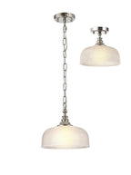 Luminosity Designs - Polished Nickel Sledmere 27cm Flush/Single Pendant, 1 Light Adjustable to Semi Flush, E27 - Luminosity Designs Ltd