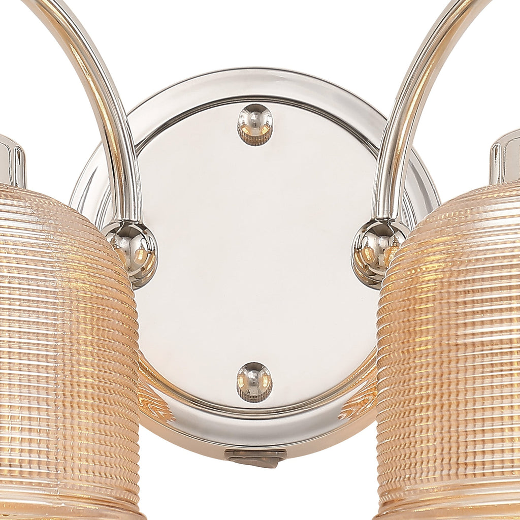 Luminosity Designs - Polished Nickel Sledmere Double Wall Light, Switched, 2 x E27, Glass Shade - Luminosity Designs Ltd
