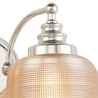 Luminosity Designs - Polished Nickel Sledmere Double Wall Light, Switched, 2 x E27, Glass Shade - Luminosity Designs Ltd
