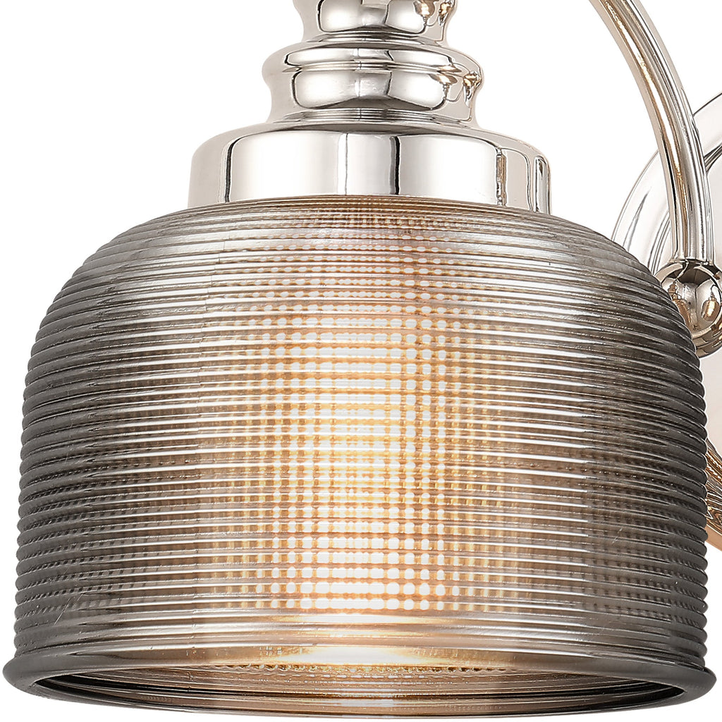 Luminosity Designs - Polished Nickel Sledmere Double Wall Light, Switched, 2 x E27, Glass Shade - Luminosity Designs Ltd