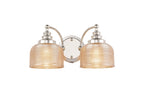 Luminosity Designs - Polished Nickel Sledmere Double Wall Light, Switched, 2 x E27, Glass Shade - Luminosity Designs Ltd