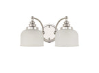 Luminosity Designs - Polished Nickel Sledmere Double Wall Light, Switched, 2 x E27, Glass Shade - Luminosity Designs Ltd