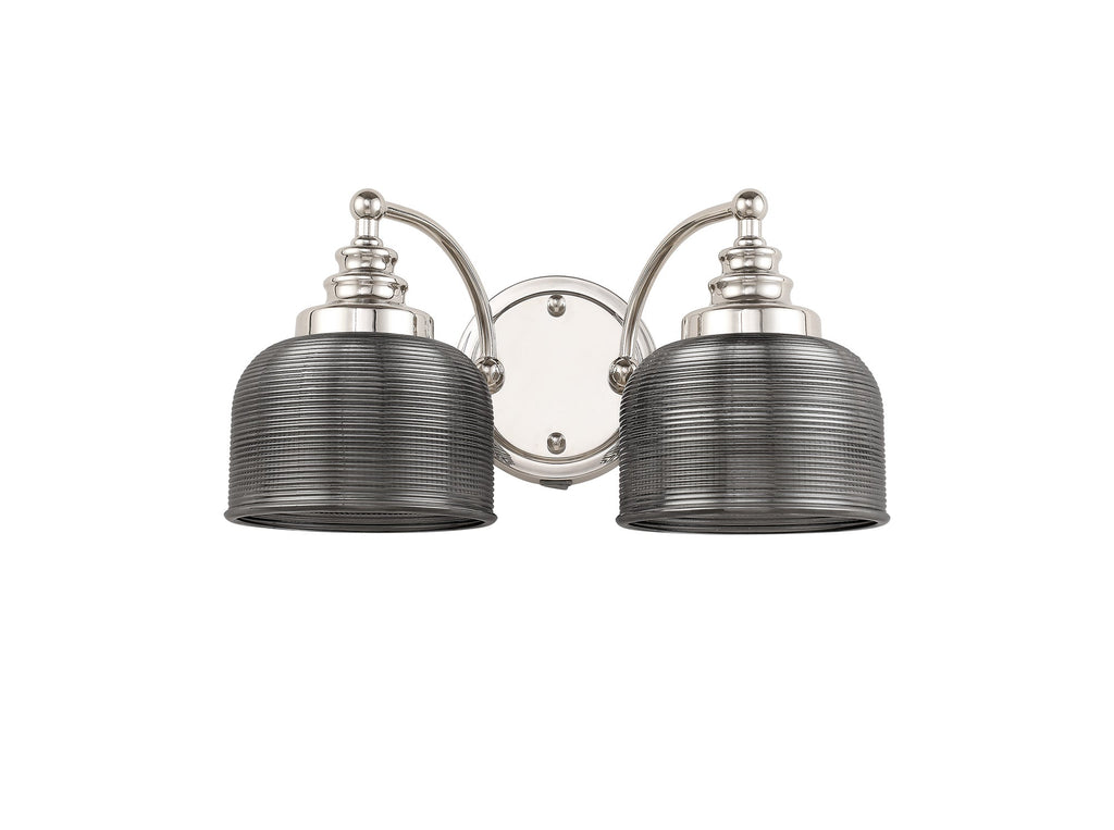 Luminosity Designs - Polished Nickel Sledmere Double Wall Light, Switched, 2 x E27, Glass Shade - Luminosity Designs Ltd